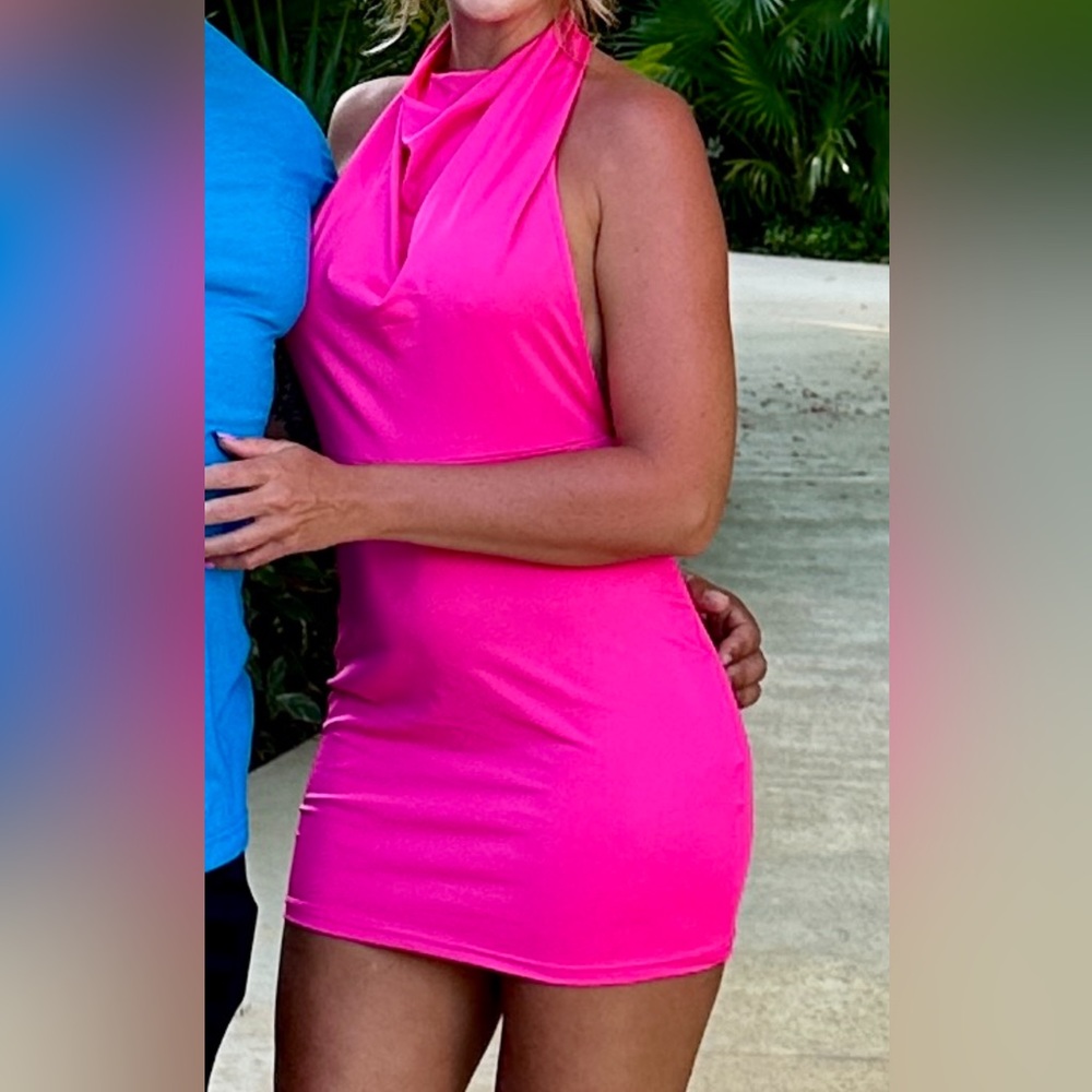 Hot pink halter dress